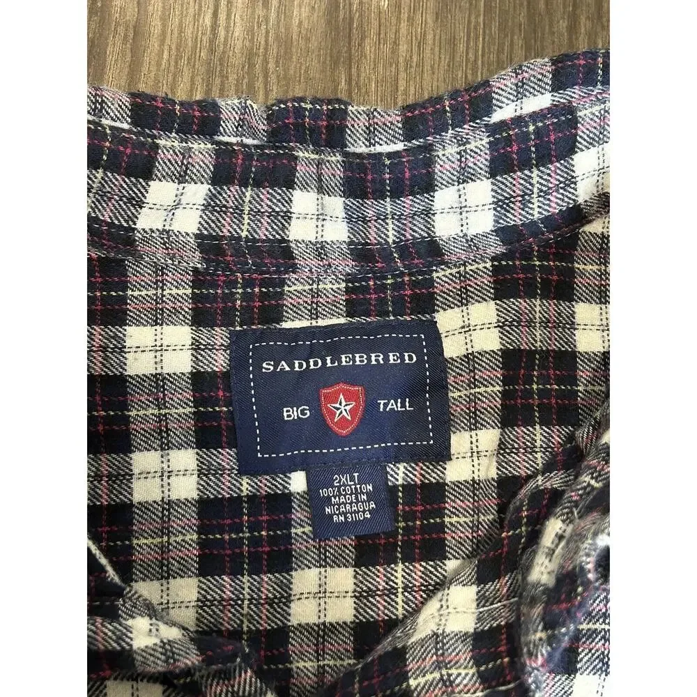 Saddlebred Mens Multicolor Plaid Classic Fit Collared Button Down Shirt Sz 2XLT‎